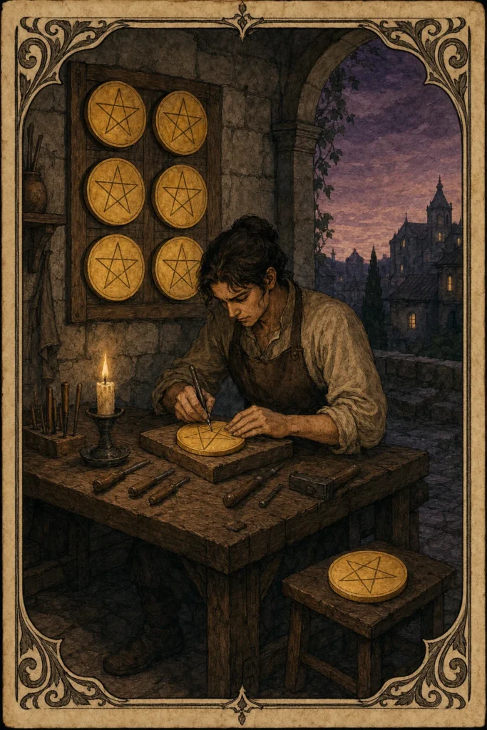 Eight of Pentacles Tarot Card