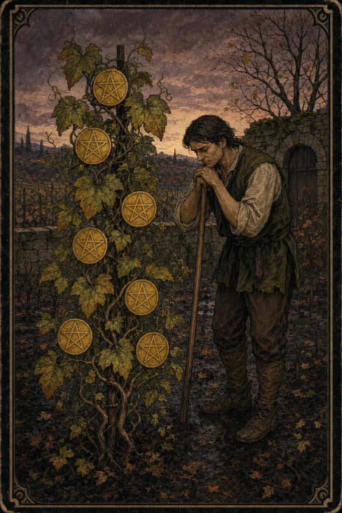 Seven of Pentacles Tarot Card